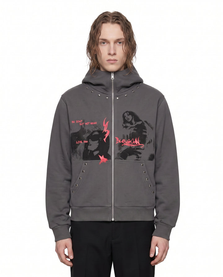 Studded Zip Hoodie na3021
