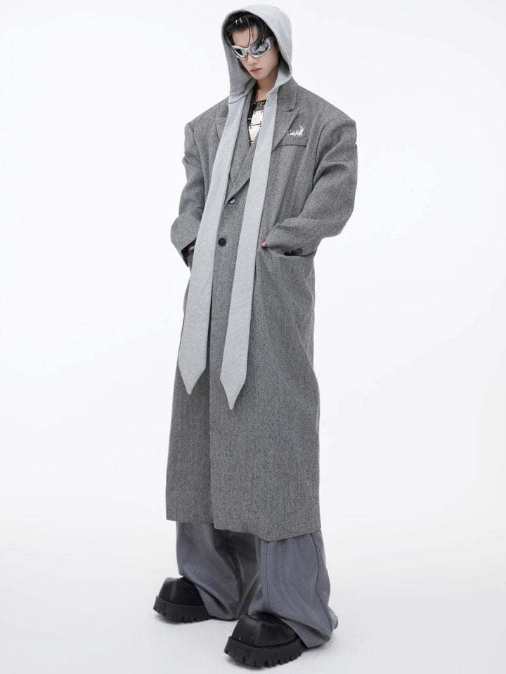 【CulturE】tweed coat loose long coat  na1582