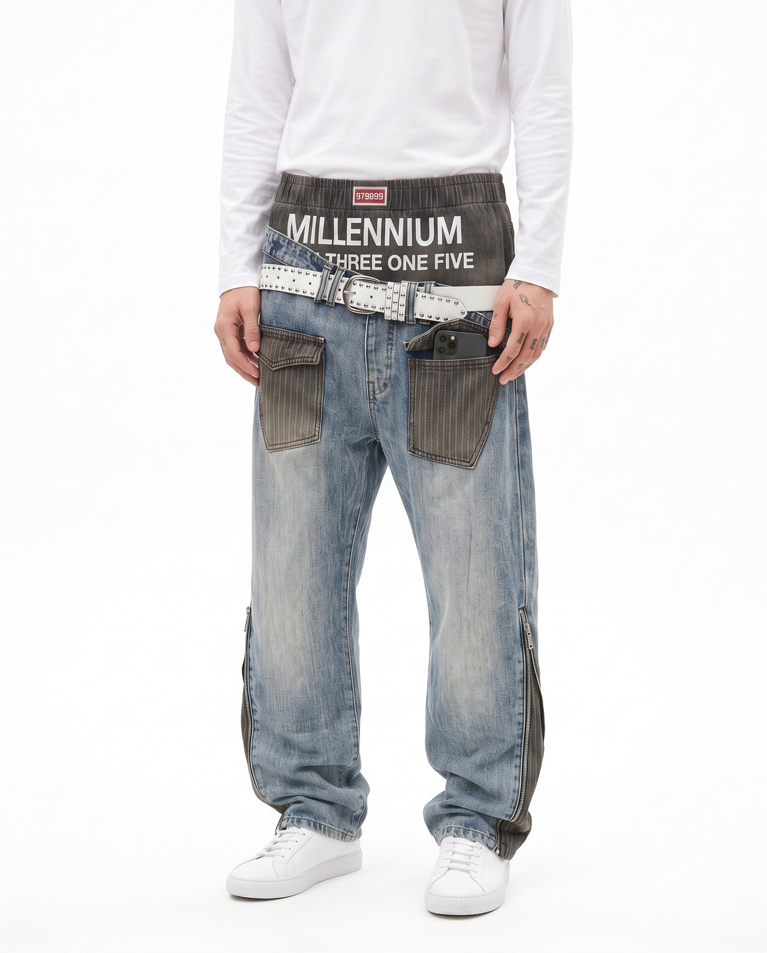 Layered Wide Jeans na3087