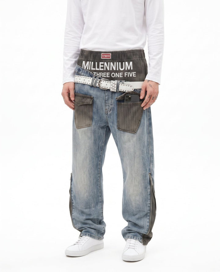 Layered Wide Jeans na3087