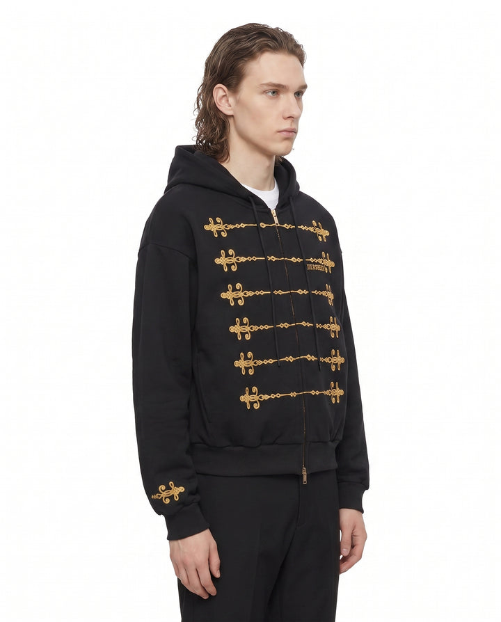 Embroidered Military Zip Hoodie na3084