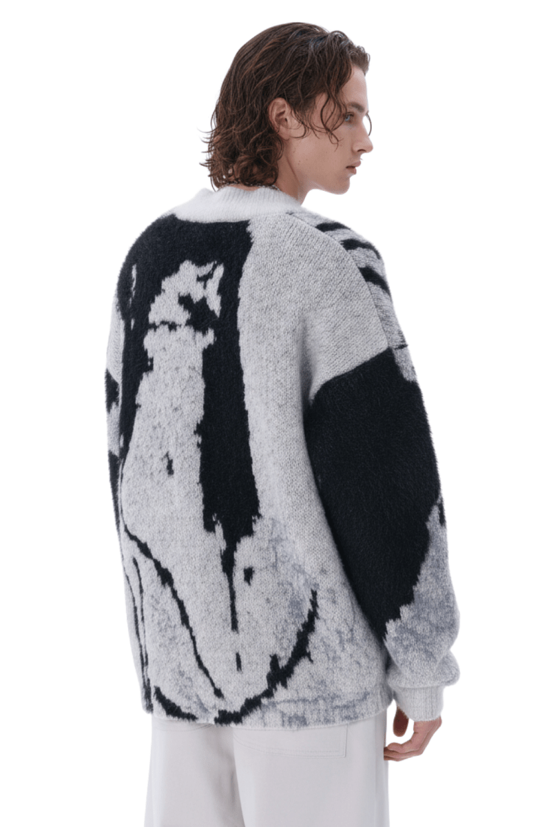 Abstract Pattern Zip Knit Cardigan na2403