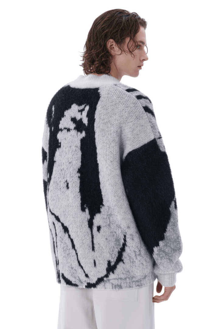 Abstract Pattern Zip Knit Cardigan na2403