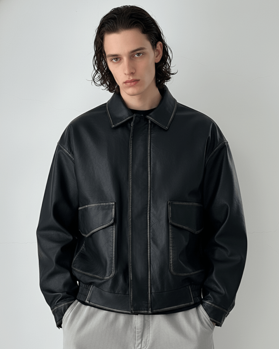 Noir Leather Utility Jacket na2263
