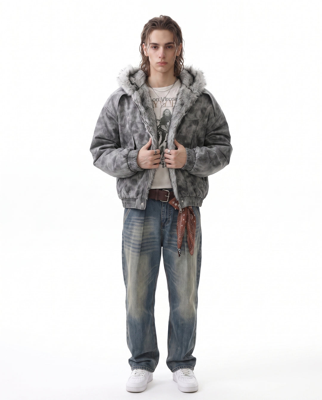 Fur Hooded Jacket na3067