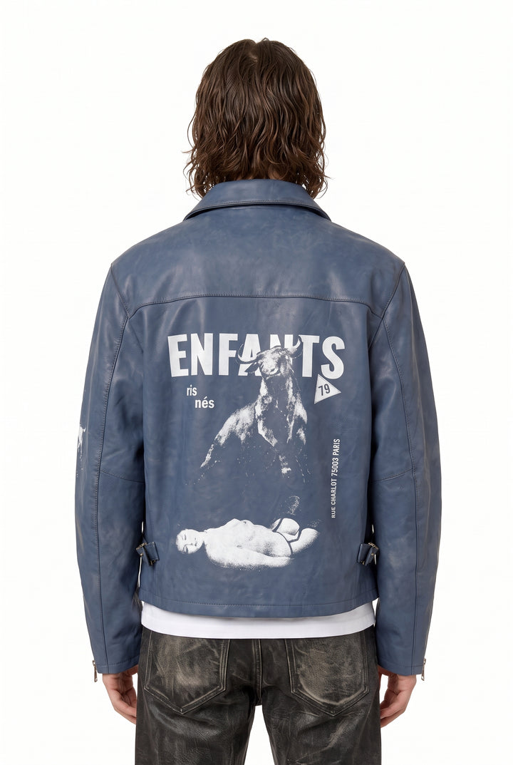 Graphic Leather Jacket na2833