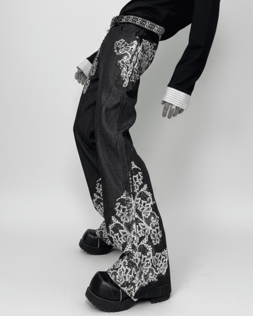 NOIR EMBROIDERY FLARE DENIM na2329