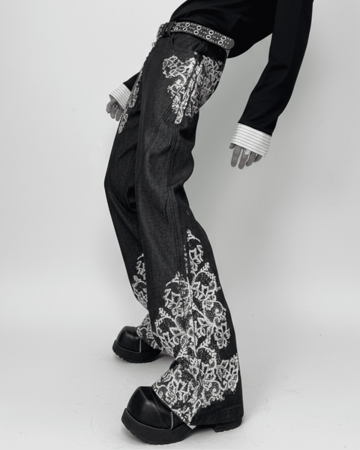 NOIR EMBROIDERY FLARE DENIM na2329