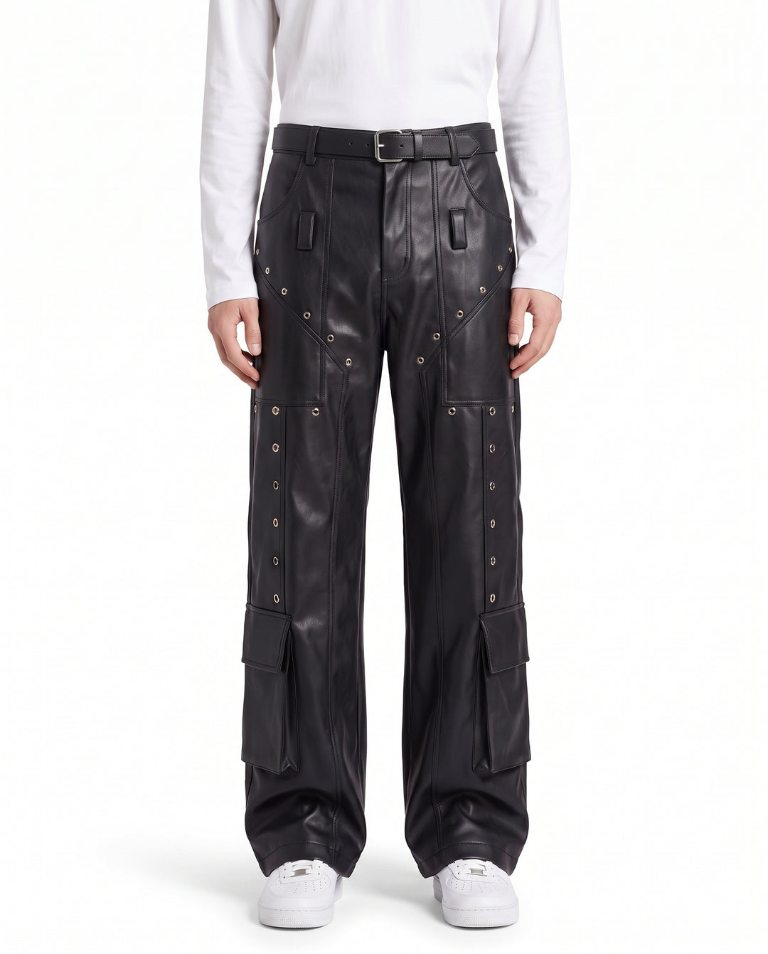 Leather Cargo Pants na3201