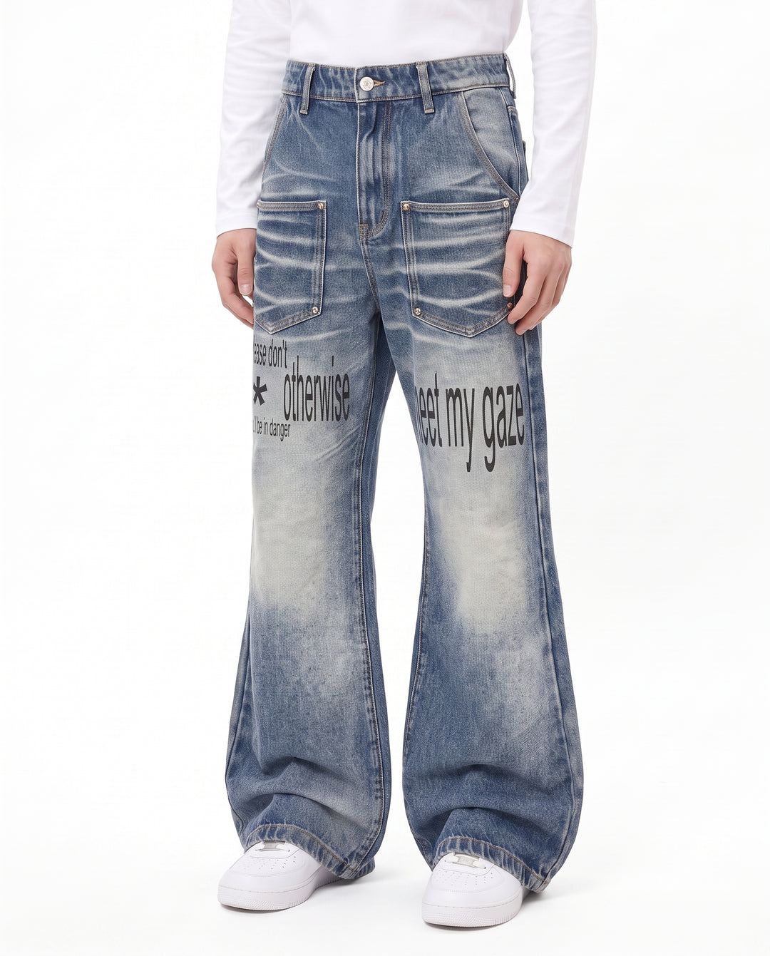 Printed Wide Jeans na2936