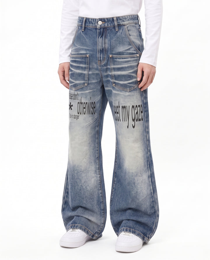 Printed Wide Jeans na2936