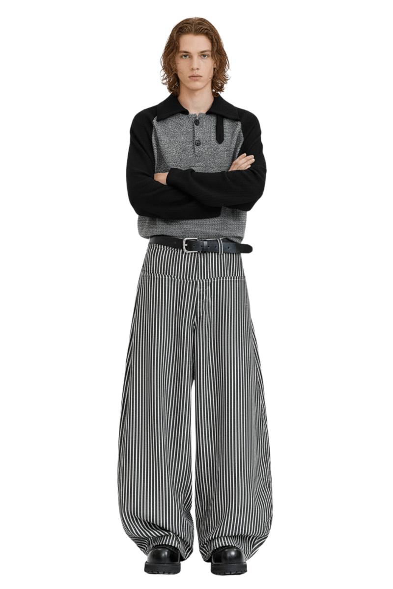 Monochrome Stripe Oversized Pants na2407