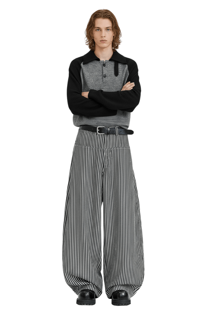 Monochrome Stripe Oversized Pants na2407