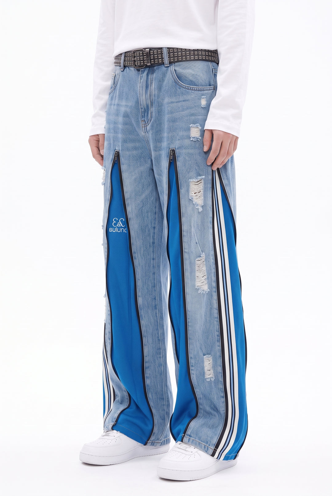 Patchwork Wide Jeans na2841