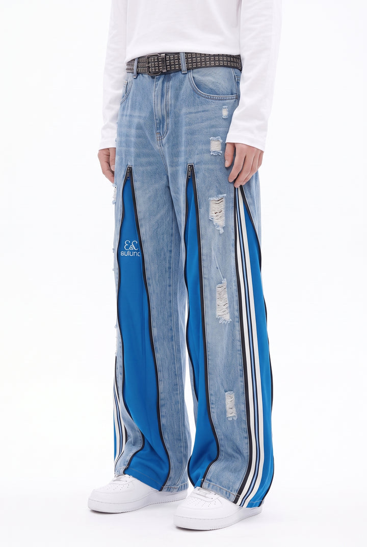 Patchwork Wide Jeans na2841