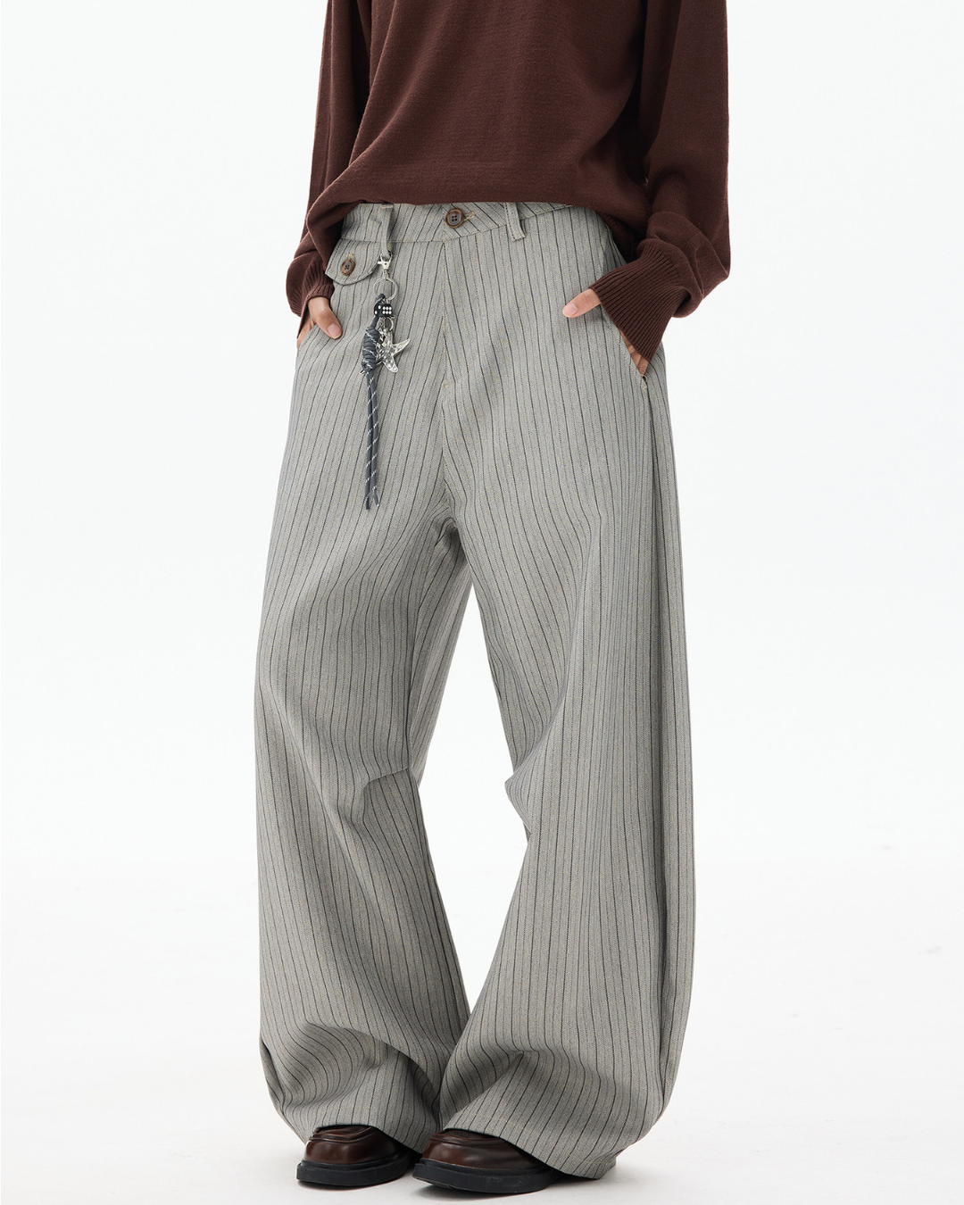 STRIPE DRAPE WIDE SLACKS na2319 