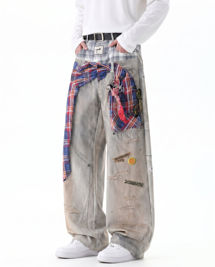 Patchwork Wide Pants na3056