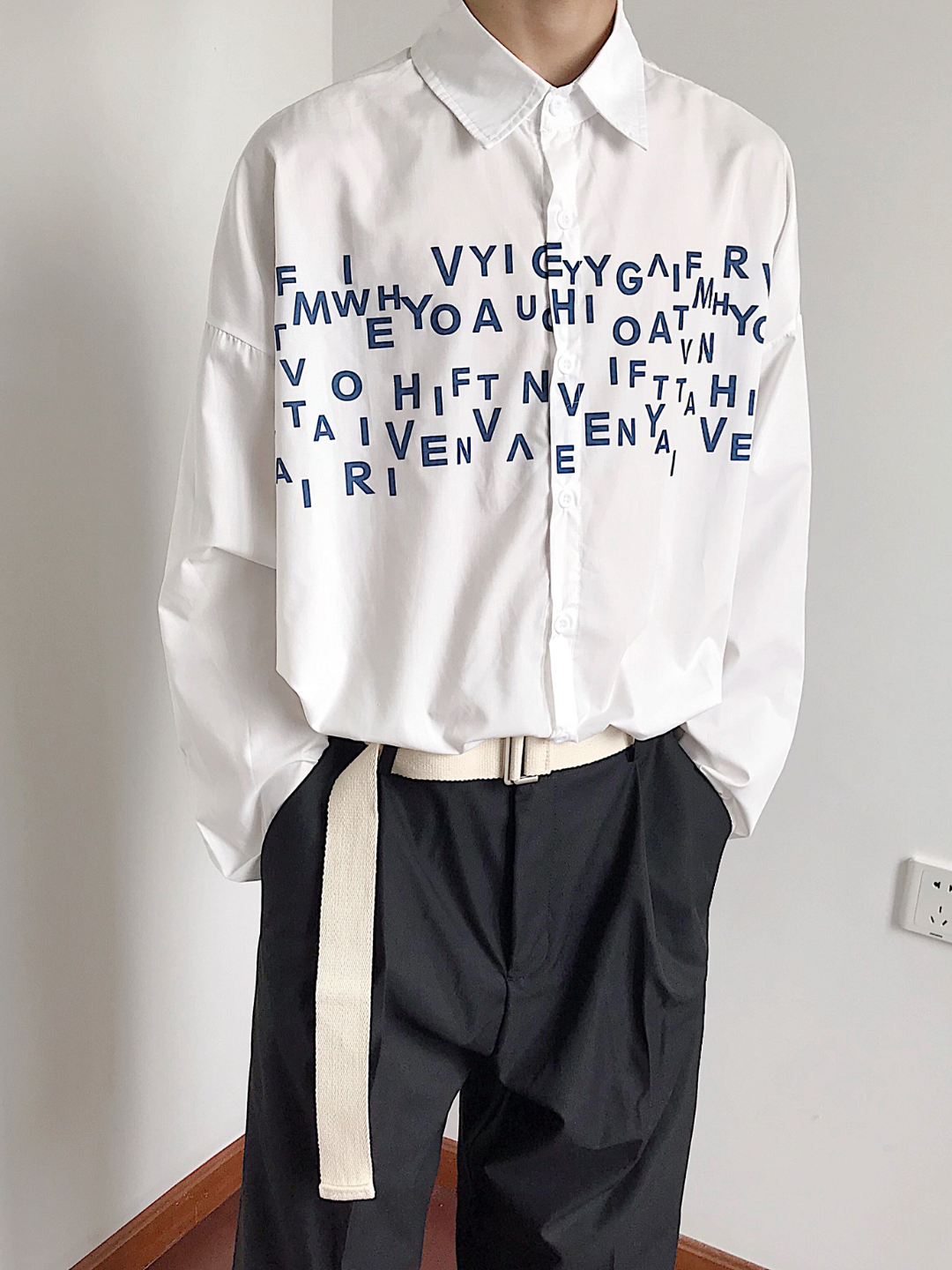 Korean design sense letters printed shirt na1164