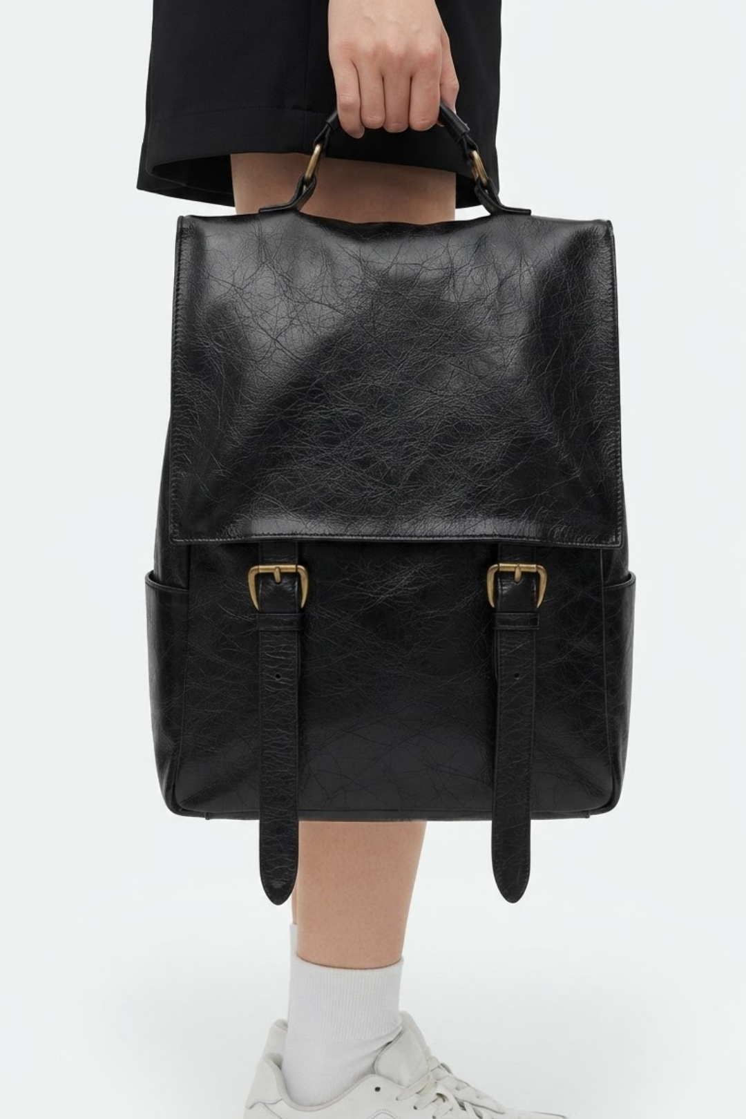 [sale] Crack Gloss Leather Backpack