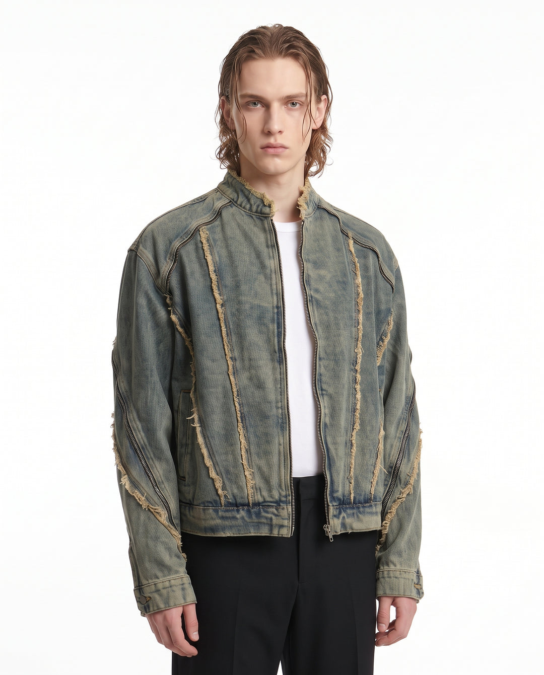 Distressed Denim Jacket na3197