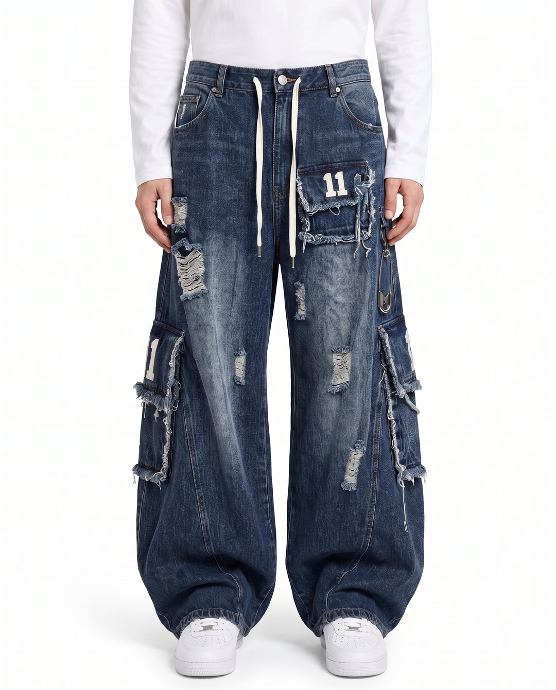 Distressed Cargo Jeans na3220