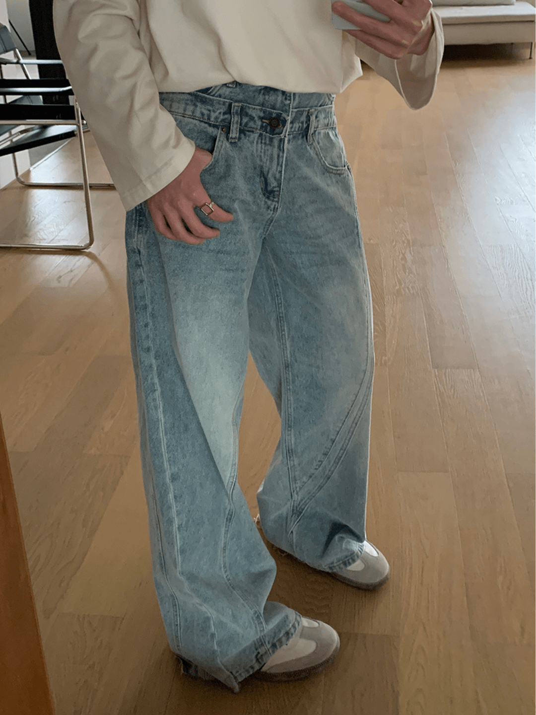 [ONELYC1NS] Double-waist Denim Pants na1090