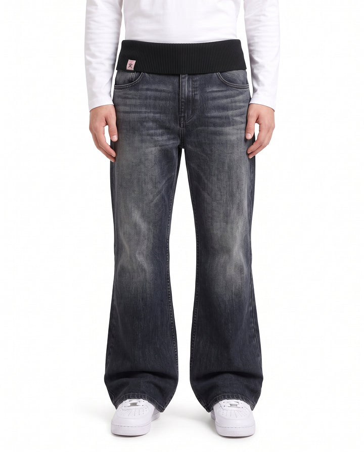 Foldover Wide Jeans na2991