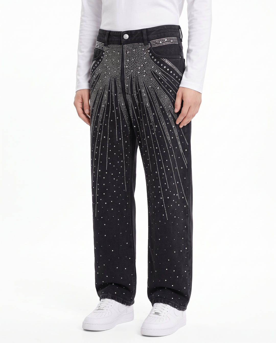 Rhinestone Denim Pants na3198