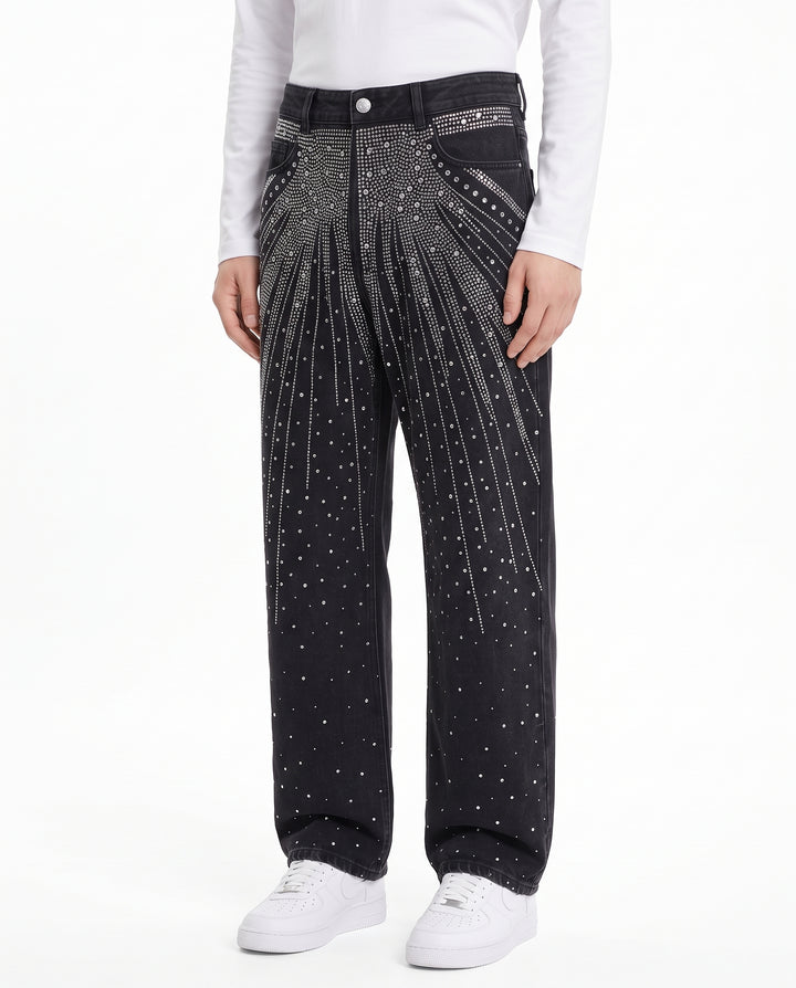 Rhinestone Denim Pants na3198