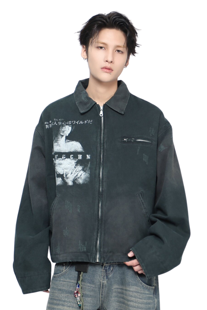 Faded Print Casual Jacket na2454