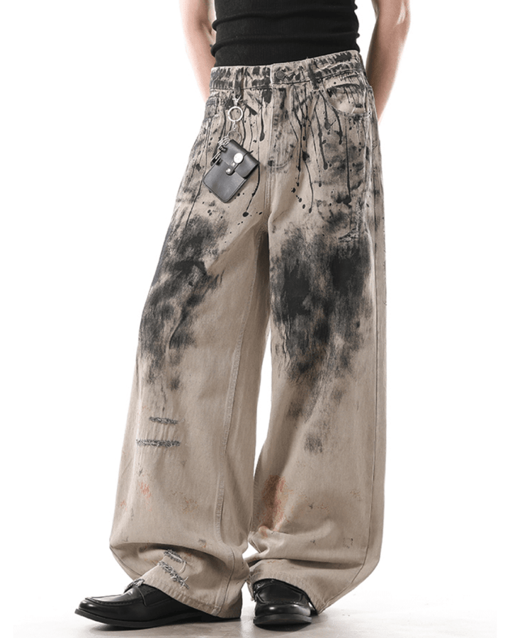 [BLANKIN] ink graffiti loose high street pants na2049