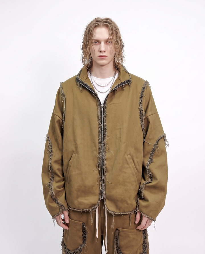 Distressed Zip Jacket na3224
