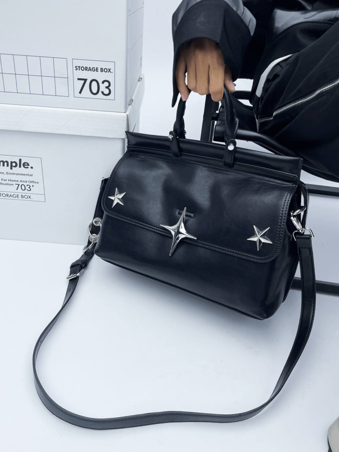 Star Lighting metal black splicing handbag crossbody na1282