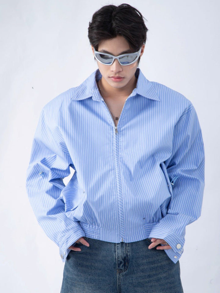 [PLAN1ONE]Blue striped jacket na1668