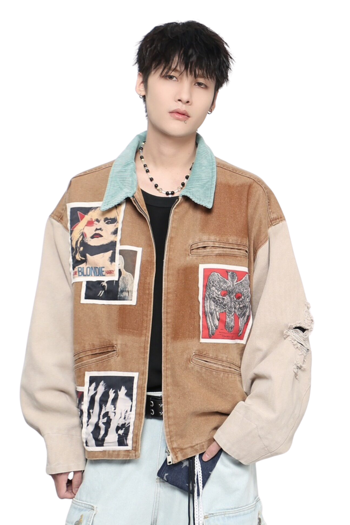 Distressed Patchwork Jacket na2444