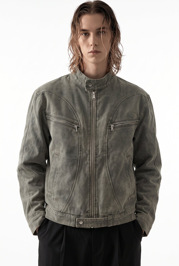 Washed Moto Jacket na2763