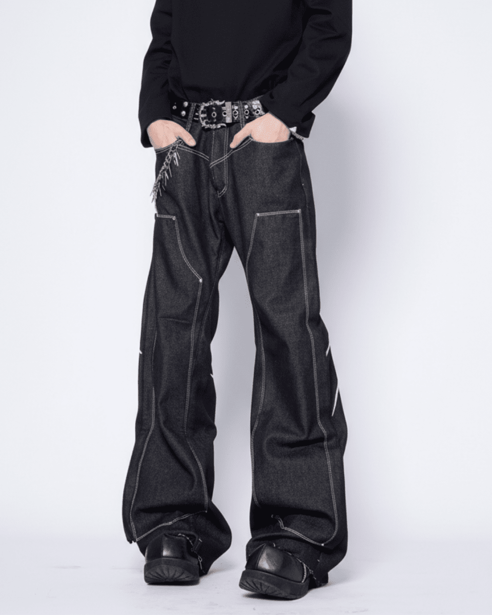 Embroidered Flare Denim Pants na2331