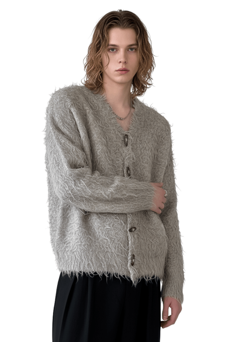 Loose Shaggy Knit Cardigan na2430