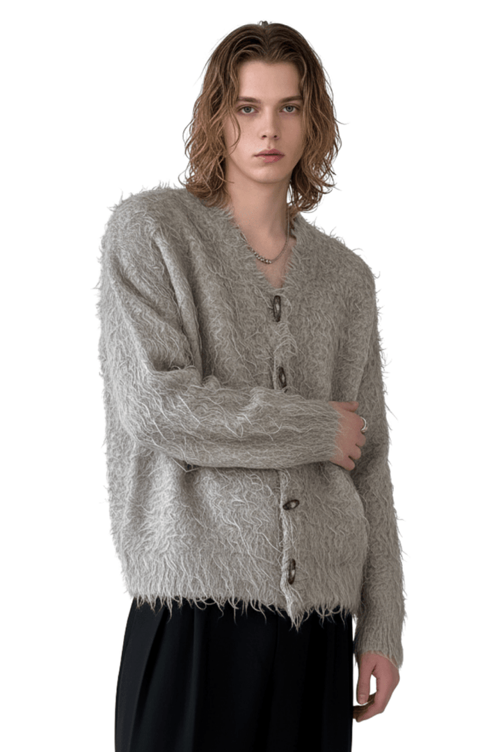 Loose Shaggy Knit Cardigan na2430