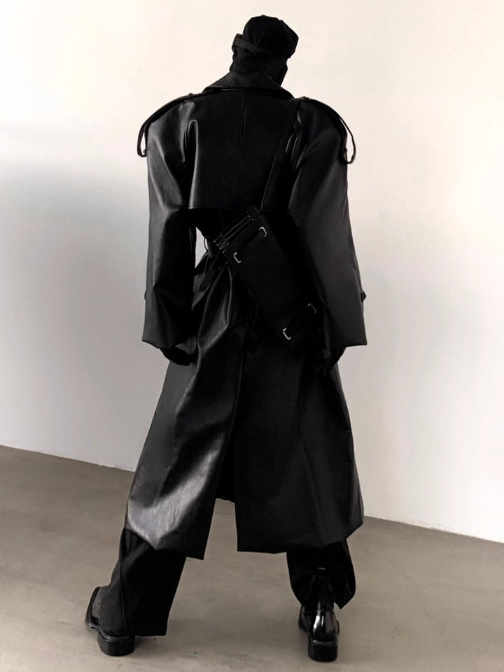 【AutumnWind】punk black trench coat  na1603