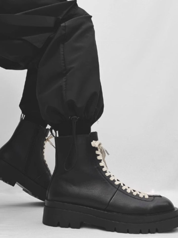 leather side zipper rider biker boots