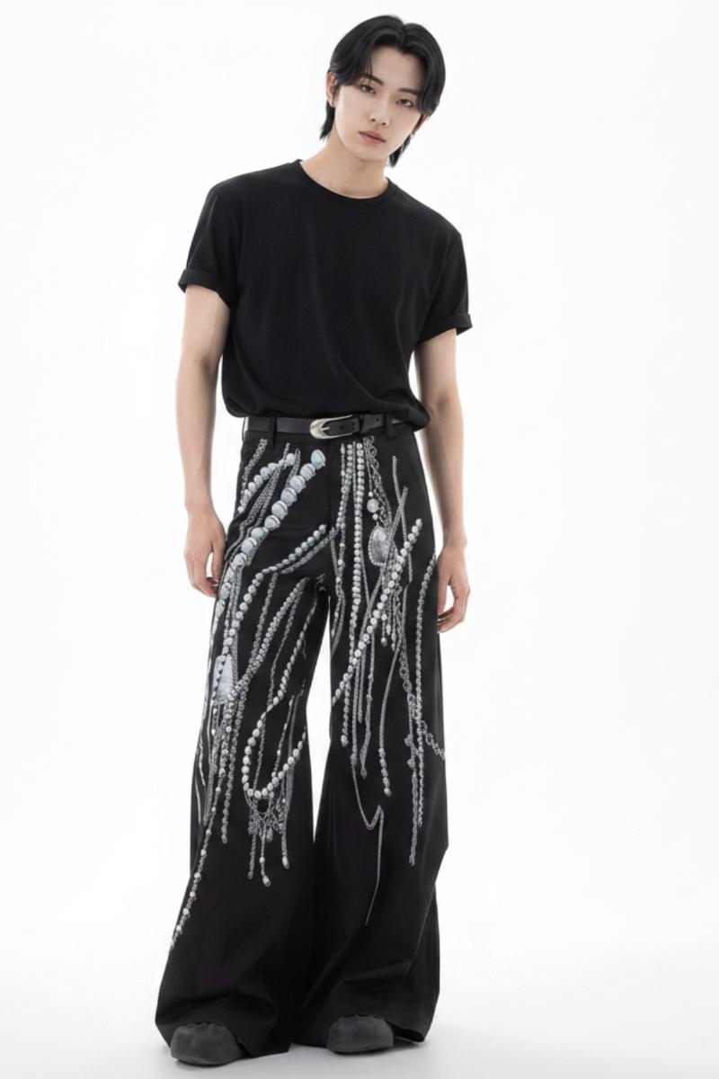 Wide-leg studs pants  na2611