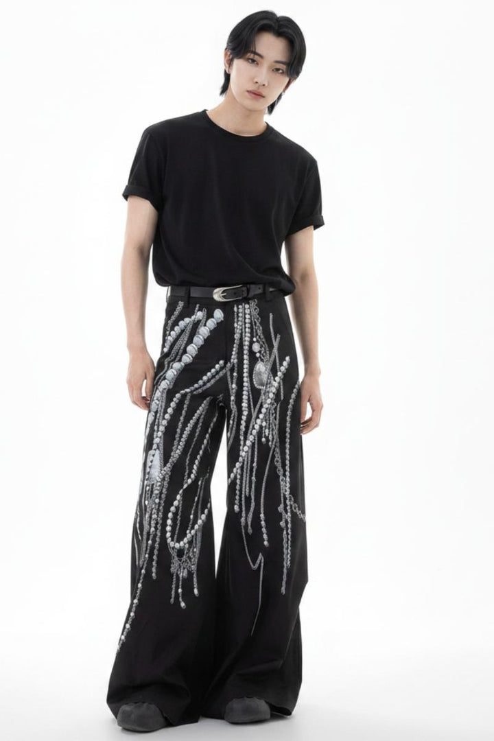 Wide-leg studs pants  na2611