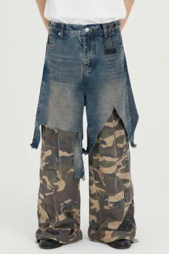 Layered Denim Pants   na2534