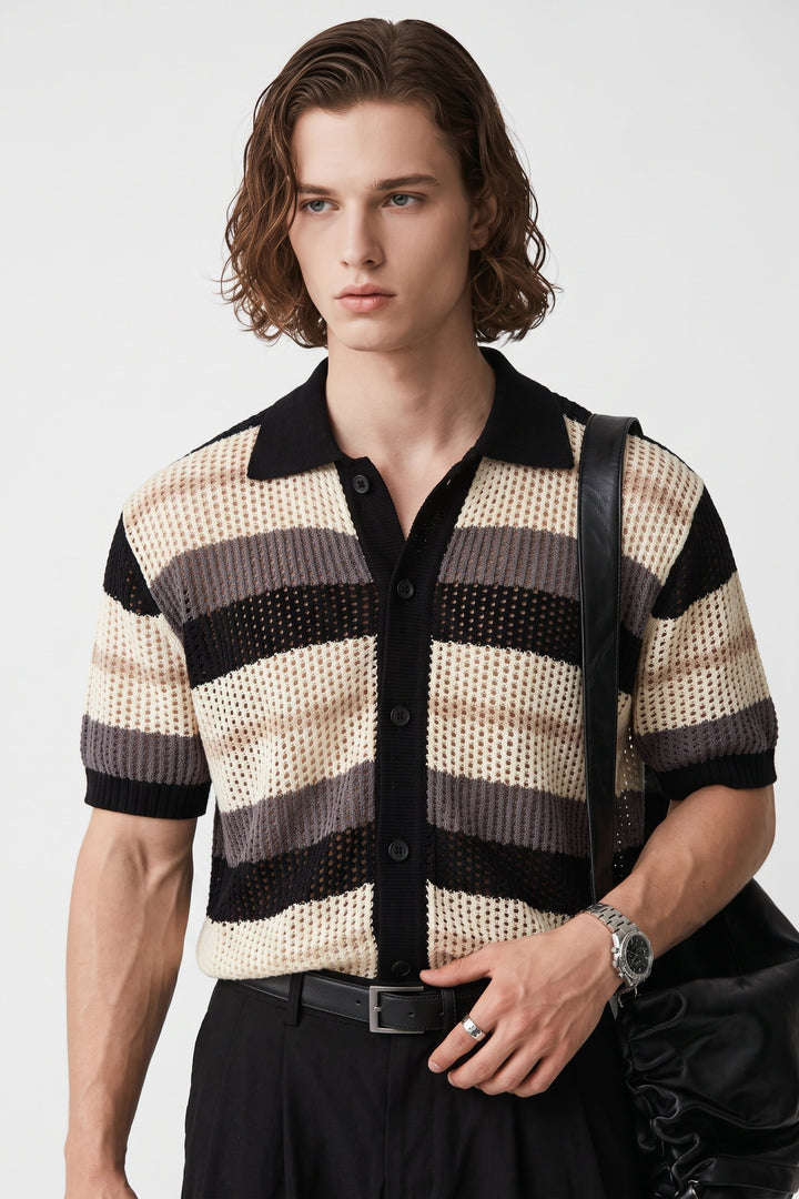 Striped Knit Polo na2678