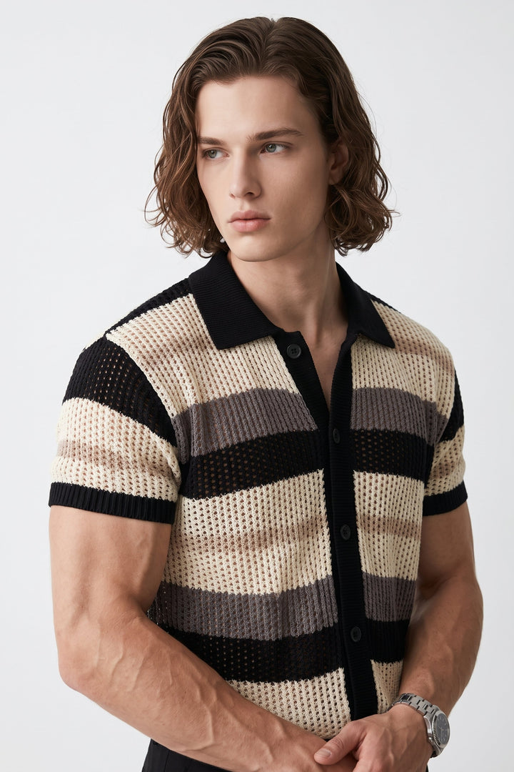 Striped Knit Polo na2678