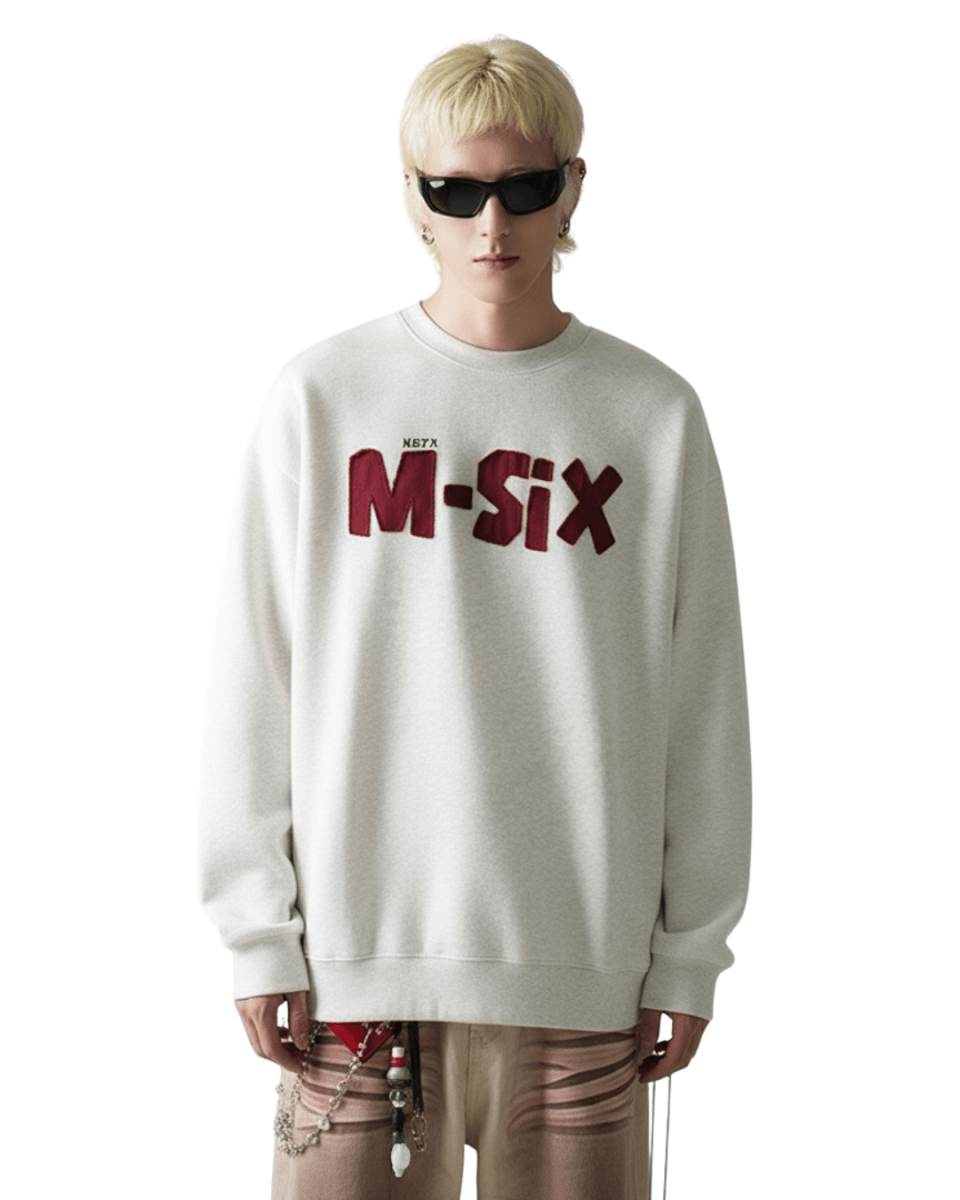 【Nanostudio】M-SIX 프린지 로고 크루넥 스웨트셔츠 na2205