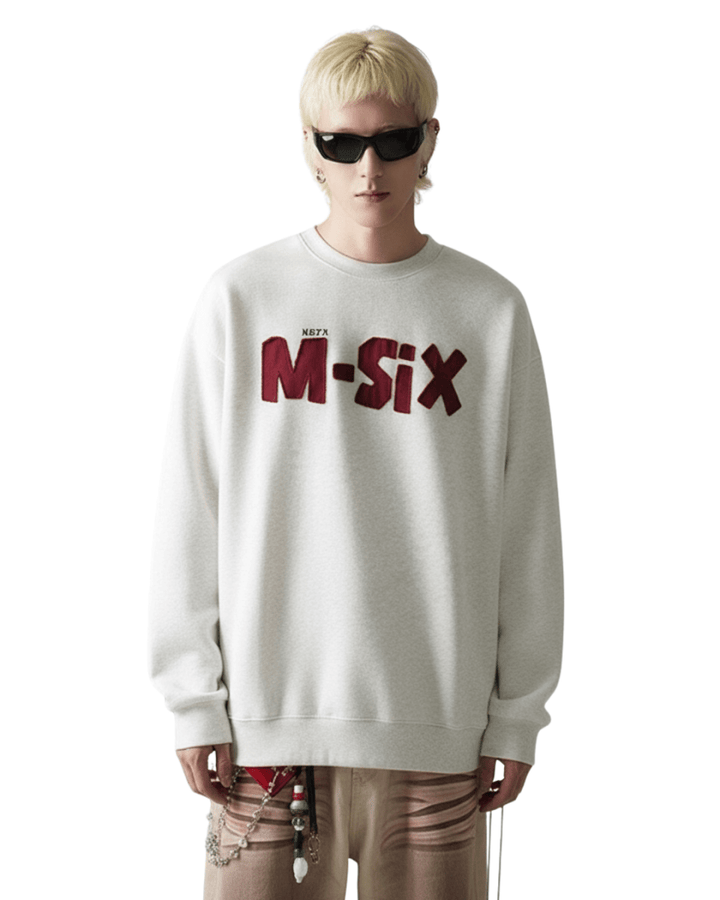 【Nanostudio】M-SIX 프린지 로고 크루넥 스웨트셔츠 na2205