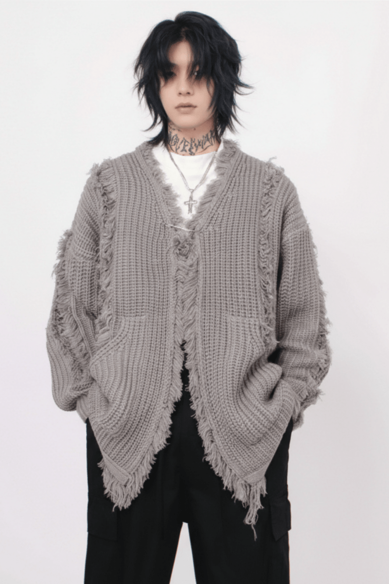 Distressed Knit Cardigan na2357