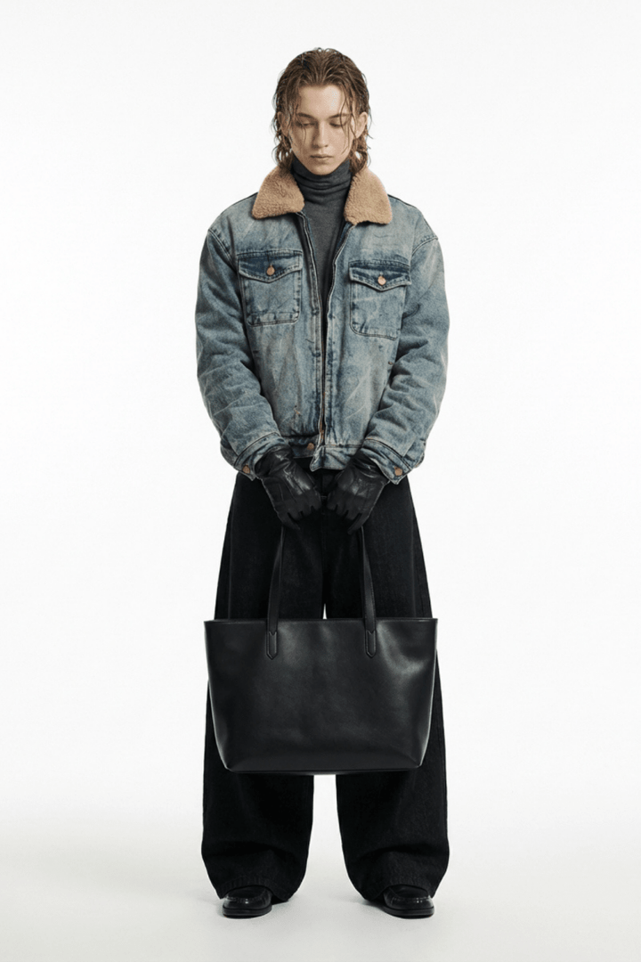 Retro Fleece Collar Denim Jacket na2364 